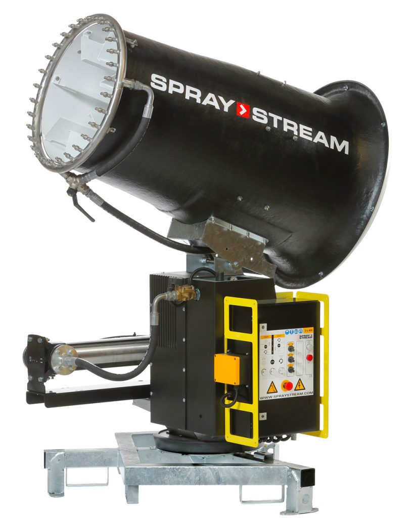 Brumisateur S7.5 Spraystream pour abattage poussières et traitement d'odeur, d'une portée de 50 à 60 m en application extérieur.