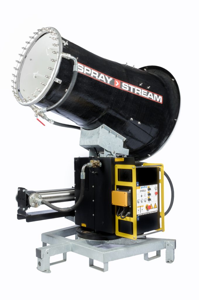 Brumisateur S30.0 Spraystream pour abattage poussières et traitement d'odeur, d'une portée de 100 m en application extérieur. Equipement très grande portée de brumisation.
