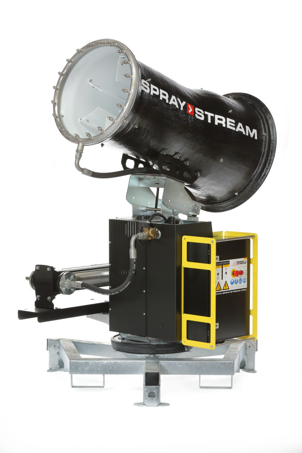 Brumisateur S4.0 Spraystream pour abattage poussières et traitement d'odeur, d'une portée de 35 à 40 m en application intérieur et extérieur. 