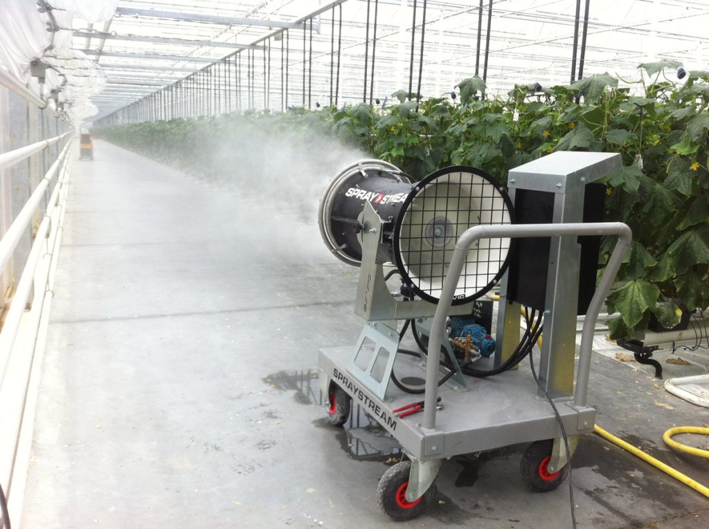 brumisateur diffusion portee serre pepiniere horticulture natural tech maitrise humidite hygrometrie trolley canon web