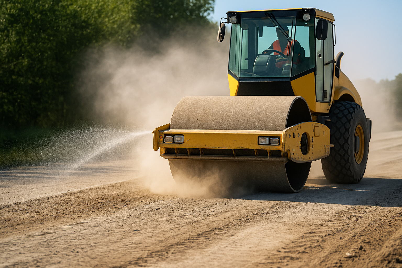 Réduction efficace de la poussière de piste sur les chantiers grâce à des solutions de brumisation et d'arrosage adaptées.